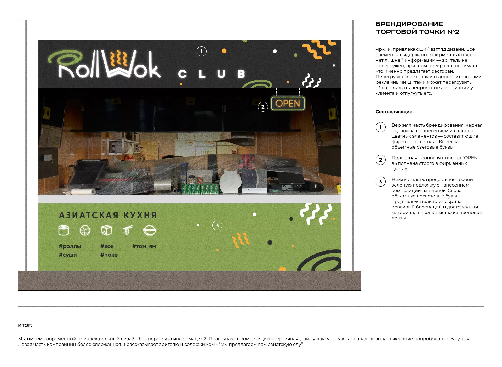 Брендирование торговых точек суши-бара «Roll Wok Club» в Лахденпохье