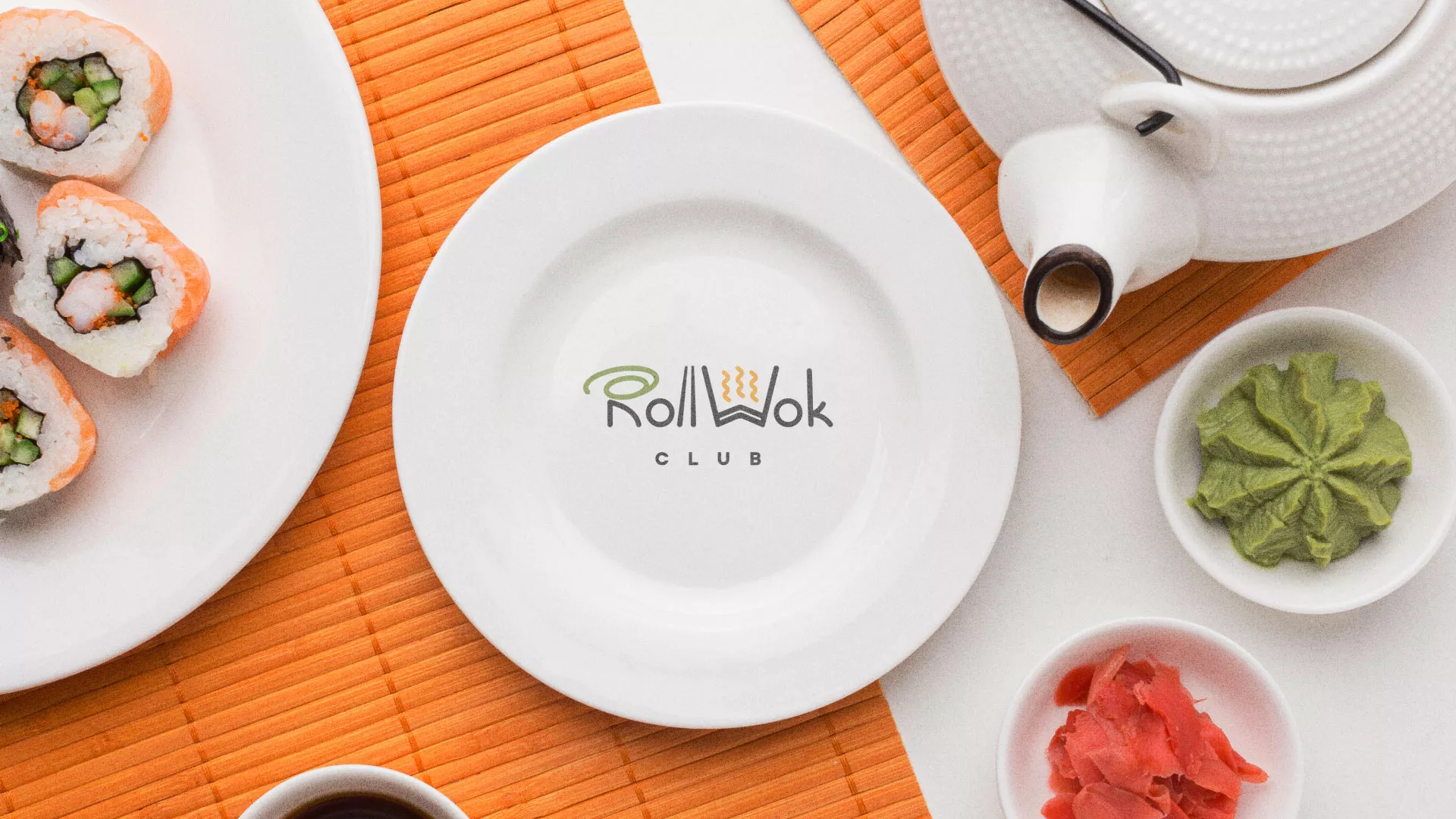 Разработка логотипа и фирменного стиля в Лахденпохье для суши-бара «Roll Wok Club»